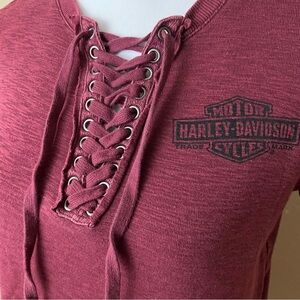 Harley Davidson Freedom Laced Neckline Women’s Tee- Burgundy- M